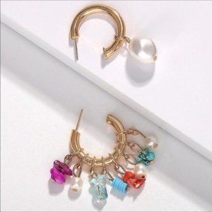 NWOT Anthro BaubleBar Hoop Pearl Earrings